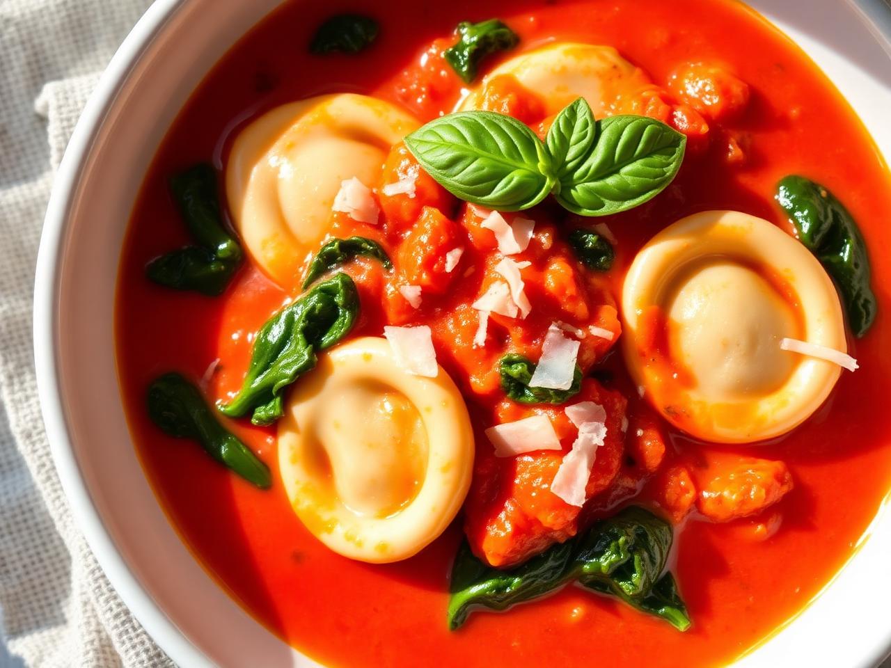 Creamy Tomato Spinach Tortellini
