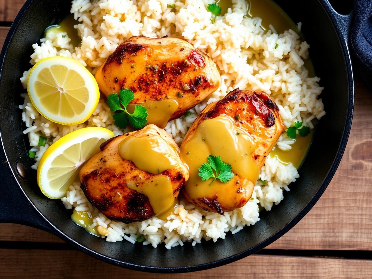 Garlic Butter Chicken & Rice Skillet