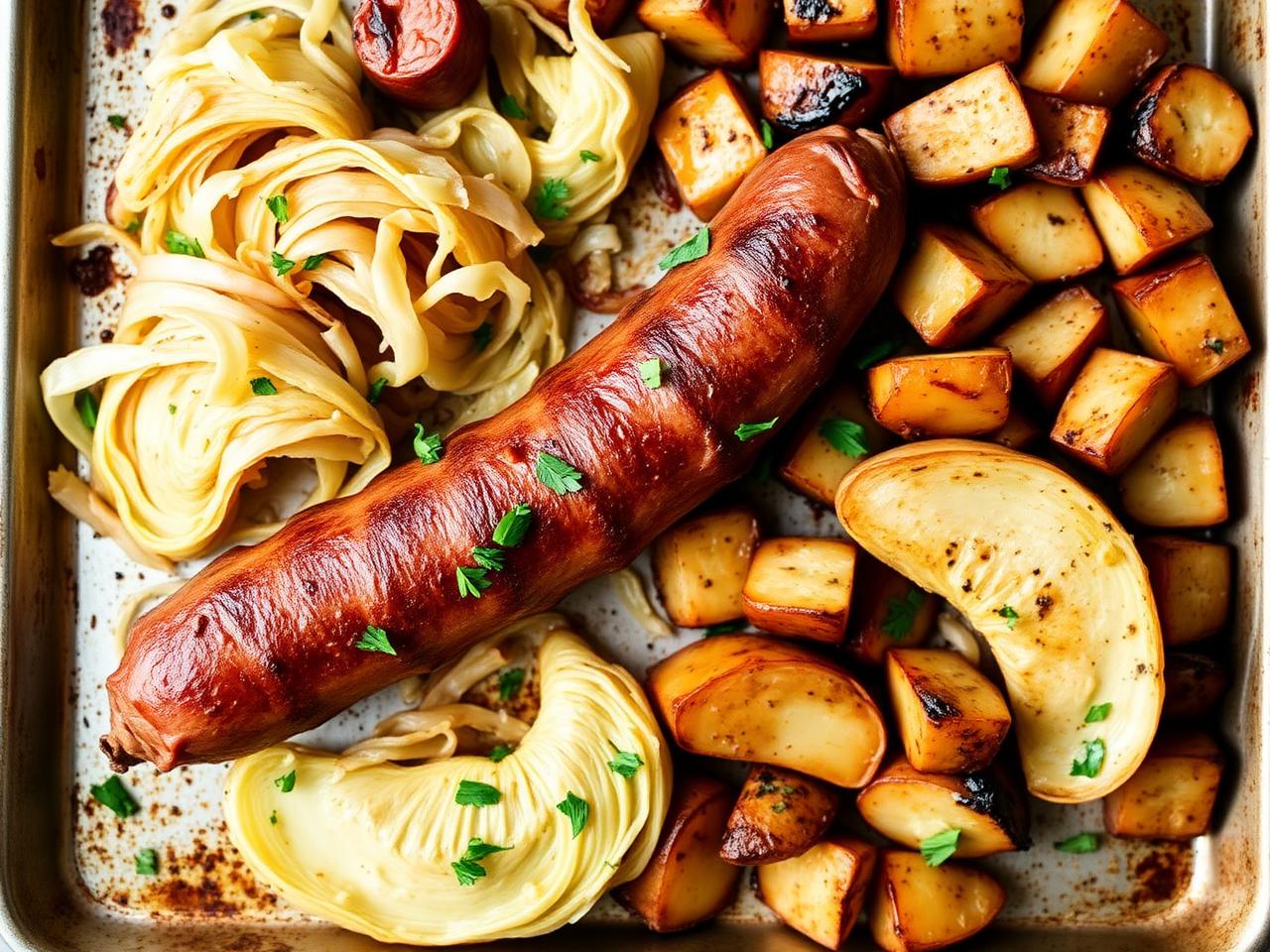 Sheet Pan Sausage, Cabbage & Potatoes